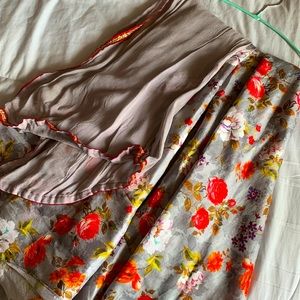 Floral grey Lehenga skirt with dupatta